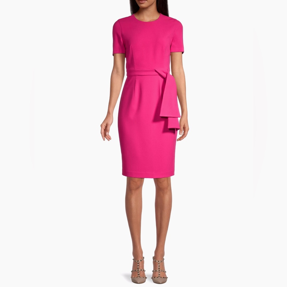 NEW Black Halo Harbor Side Tie Sheath Dress Solid Pink Women's Size 2